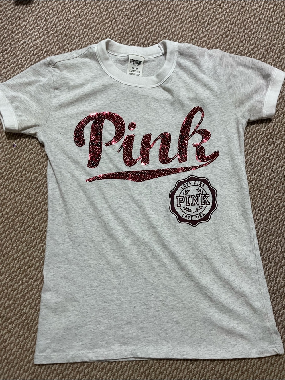 Size XS PINK Victoria's Secret Light Gray Tee
